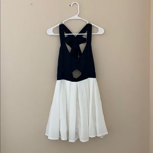 Black and White Dress with Keyhole and Bow